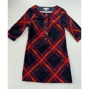 GO International Dress MED Mini Plaid‎ Corduroy Mod Vintage Feel Retro 60's 70's